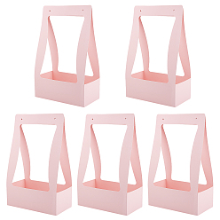 Pink Foldable Inspissate Paper Box, Portable Gift Packing Box, Bakery Cake Cupcake Box Container, Rectangle, Pink, 22.2x11.9x35.4cm
