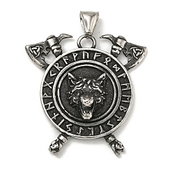 Тигр 316 хирургические подвески из нержавеющей стали, плоско-круглые, античное серебро, тигр, 44x43x8 мм, отверстие : 3x9 мм