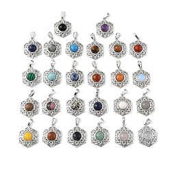 Смешанные камни Природные и синтетические смешанные подвески драгоценных камней, с реечной обшивкой латунными выводами, без кадмия и без свинца, , 29.5x22.5x7.5~8.5 мм, отверстие : 7.5x5 мм