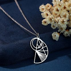 Серебро 304 подвески в форме геометрической ракушки из нержавеющей стали, серебряные, 15.75 дюйм (40 см)