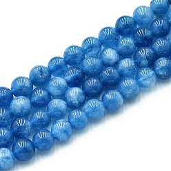 Озёрно--синий Природного кварца нитей бисера, окрашенные, круглые, имитация апатита, Плут синий, 6~6.5 мм, отверстие : 0.9~1 мм, около 60~63 шт / нитка, 14.96~15.35 дюйм (38~39 см)