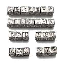 Нержавеющая Сталь Цвет 26 шт. 26 стили 304 кубические бусины из нержавеющей стали, Письмо ~ Z, анти-тускнение, цвет нержавеющей стали, 8x8x8 мм, отверстие : 5 мм, 1 шт / стиль