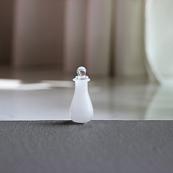 Белый Миниатюрная бутылка из боросиликатного стекла, с крышкой, аксессуары для кукольного домика с микро-ландшафтом, притворяясь опорными украшениями, белые, 14x28 мм