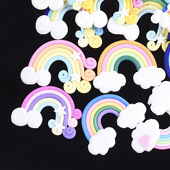 Mixed Color Handmade Polymer Clay Cabochons, Rainbow, Mixed Color, 24~30x32~41x4~5mm