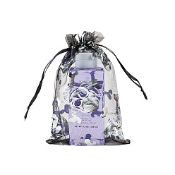 Черный Прямоугольные сумки на шнурке из органзы с принтом на тему Хэллоуина, серебряное тиснение черепа, чёрные, 15x10 см