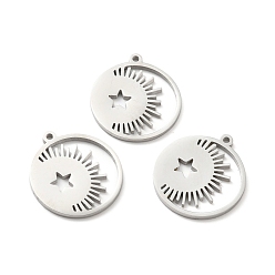 Нержавеющая Сталь Цвет Не тускнеющие 304 подвески из нержавеющей стали, полумесяц и звезды, цвет нержавеющей стали, 22x20x1.4 мм, отверстие : 1.4 мм
