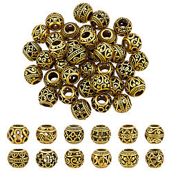 Antik Golden 72 stücke 12 stile tibetanische legierung europäische perlen, Runde, Großloch perlen, Antik Golden, 10.5~11x8.5~9.5 mm, Bohrung: 4.3~4.7 mm, 6 Stück / Stil