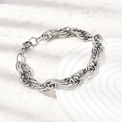 Нержавеющая Сталь Цвет 201 мужские браслеты-цепочки из нержавеющей стали, цвет нержавеющей стали, 8.86 дюйм (22.5 см)