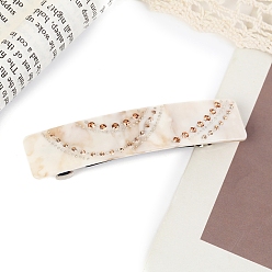 Желтая Старая Ткань  Заколки для волос из ацетата целлюлозы со стразами, прямоугольные, для женщин или девочек, старое кружево, 88 мм