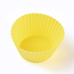 Желтый Многоразовые силиконовые формы для выпечки из пищевого продукта, кексы, кексы, кексы, чашки для выпечки, вкладыши, формы для торта с антипригарным покрытием, желтые, 6.5x3.3 см