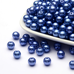 Royal Blue Imitation Pearl Acrylic Beads, Dyed, Round, Royal Blue, 8x7.5mm, Hole: 2mm, about 1900pcs/pound