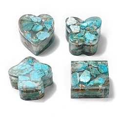 Mixed Shapes Transparent Resin Gift Boxes, with Dyed Natural Imperial Jasper and Magnetic Clasps, Mixed Shapes, 53~58x45.5~66.5x38~40.5mm