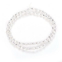 с Покрытием Серебра Гальванические немагнитная синтетический гематит бисер пряди, долговечный, граненые, рис форма, со серебряным покрытием, 5x3.5 мм, отверстие : 0.5 мм, около 76 шт / нитка, 15.74 дюйм (40 см)