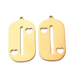 Golden 201 Stainless Steel Pendants, Number 0 with Heart Charms, Laser Cut, Cut-Out, Golden, 27x15x1mm, Hole: 1.5mm