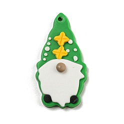 Gnome Saint Patrick's Day Handmade Polymer Clay Pendants, Gnome, 40x20.5x6.5mm, Hole: 1.8mm