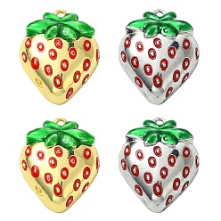 (52) Непрозрачная лаванда 4 шт. 2 цвета латунные эмалевые подвески, клубничное очарование, разноцветные, 24x19.5x6.5 мм, отверстие : 1.6 мм, 2 шт / цвет