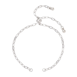 Нержавеющая Сталь Цвет 2.5мм 304 изготовление браслета-слайдера из нержавеющей стали со скрепками, с латунной бисера, цвет нержавеющей стали, 10-1/4 дюйм (26 см)