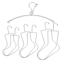 Stainless Steel Color 7Pcs 4 Styles Stainless Steel Sock Stretchers, Sock Hanging Hooks, Stainless Steel Color, 155~340x144~390mm