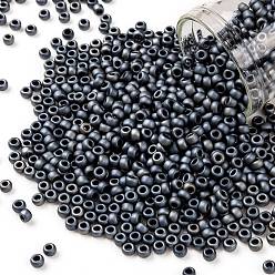 (612) Matte Color Gun Metal Круглые бусины toho, японский бисер, (612) матовый металлический пистолет, 8/0, 3 мм, отверстие : 1 мм, Около 222 шт / 10 г