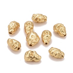 Real 18K Gold Plated Brass Beads, Matte Style, Twist Nuggets, Cadmium Free & Nickel Free & Lead Free, Long-Lasting Plated, Real 18K Gold Plated, 8.5~9x5.5~7x5mm, Hole: 1mm