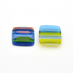 Colorful Handmade Millefiori Glass Cabochons, Square, Colorful, 14x14x4mm