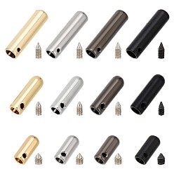 (52) Непрозрачная лаванда 24 наборы 12 стили заглушки из цинкового сплава, шнур заканчивается винтом, колонка, разноцветные, 13~28x5.5~7 мм, отверстие : 1.8~2 мм, внутренний диаметр: 3.5~5.5 мм, 2 наборы / стиль