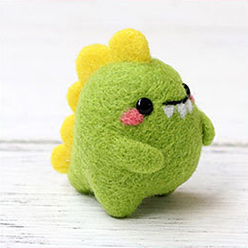 Dinosaur Стартовый набор для валяния иглой в форме животного, с шерстяным войлоком, иглы для перфорации и бумажная коробка, набор для валяния иглой для начинающих художников, рисунок динозавра, иглы: 85.5x6x2мм и 77.5x6.5x2мм