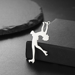 Нержавеющая Сталь Цвет Шкентели нержавеющей стали, девушка на коньках, цвет нержавеющей стали, 39x20 мм