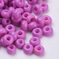 Orchid Baking Paint Glass Seed Beads, Round, Orchid, 4~4.5x3mm, Hole: 1~1.2mm, about 4500pcs/bag, about 450g/bag