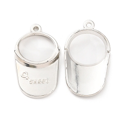 Platinum CCB Plastic Pendants, Hat with Word Sweet Charm, Platinum, 41x23.5x4mm, Hole: 2mm
