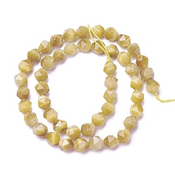 Goldenrod Natural Tiger Eye Beads Strands, Dyed, Faceted Round, Goldenrod, 5.5~6x5~6mm, Hole: 0.8mm, about 64~66pcs/strand, 15.3 inch(39cm)