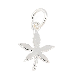 Серебро 925 подвески из стерлингового серебра в виде кленовых листьев, с перемычками и 925 штампом, серебряные, 14x7.5x1 мм, отверстие : 2.5 мм