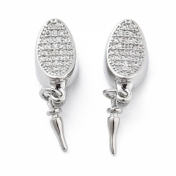 Платина Латунные застежки из прозрачного кубического циркония с микропаве, без кадмия, без никеля и без свинца, платина, 19x7x5.5 мм, отверстие : 1.2 мм