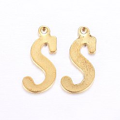 Letter S 201 подвески из нержавеющей стали, буквы, золотые, letter.s, 15.5x6.5x1 мм, отверстие : 1 мм