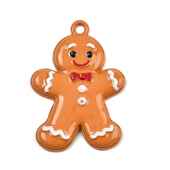 Gingerbread Man Подвески из сплава краски для выпечки, Новогодняя тема, верблюжие, Колобок, 46x33x5 мм, отверстие : 3 мм