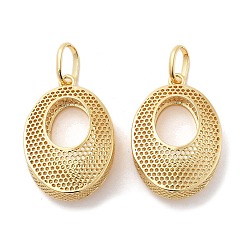Настоящее золото 18K Латунные подвески, овальные, без кадмия и без свинца, стойки покрытие, долговечный, с целью перехода в кольце, реальный 18 k позолоченный, 38x26.5x14 мм, отверстие : 10.5x7 мм