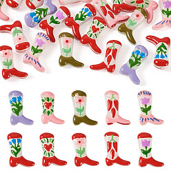 Mixed Shapes 20Pcs 10 Styles Boot Baking Paint Glass Enamel Beads, Mixed Shapes, Mixed Shapes, 23~24x16.5~17x7.5~8.5mm, Hole: 0.8~1.4mm, 2pcs/style