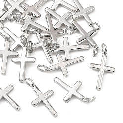 Platine Pendentifs en laiton shegrace, charmes croisées, sans cadmium et sans plomb et sans nickel, platine, 18.5x11x2mm, Trou: 3.5mm