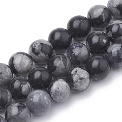 Schneeflocken-Obsidian Synthetische Schneeflocken-Obsidian-Perlenstränge, Runde, 10 mm, Bohrung: 1 mm, ca. 40 Stk. / Strang, 15.7 Zoll