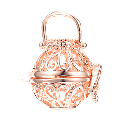 Розовое Золото Подвески из латуни, для ожерелья, полый, круглые, розовое золото , 17.5x20.5x26 мм, отверстия: 6x8.5 мм, Внутренняя мера: 13.5 мм