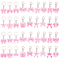 Pink 36шт. акриловые брелоки в виде бантиков, с кольцом ключевой железа, платина, розовые, 67~93 мм