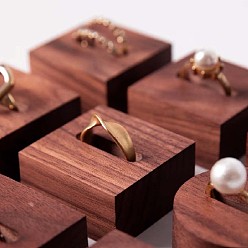 Saddle Brown Fingerinspire 4 Pcs 4 Styles Black Walnut Ring Displays, Mixed Shapes, Saddle Brown, 1pc/style