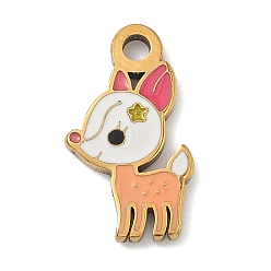 Олень 304 нержавеющей стальной эмали подвески, прелести животных, золотые, олень, 16x9x1.5 мм, отверстие : 1.8 мм