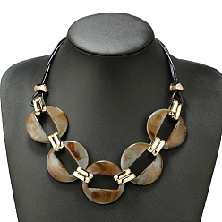 Цвет Древесины Преувеличенные акриловые плоские круглые кольца и ожерелья из искусственной кожи, для украшения свитера, деревесиные, 18.90 дюйм (48 см)