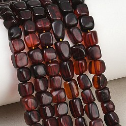 Dark Red Natural Amber Beads Strands, Nuggets, Tumbled Stone, Dark Red, 5.5~8x5~6.5x4.5~5.5mm, Hole: 0.7mm, about 60~63pcs/strand, 14.96''~15.16''(38~38.5cm)
