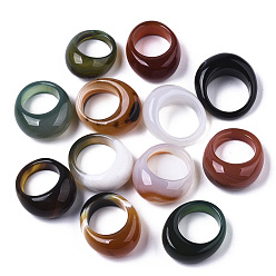 Gemischte Farbe Natürliche Achat Ringe, Breitbandringe, gefärbt, Gemischte Farbe, Innendurchmesser: 17.5~20 mm
