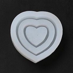 White DIY Quicksand Silicone Molds, Resin Casting Molds, for UV Resin, Epoxy Resin Craft Making, Double Heart, White, 48.5x49x13mm, Inner Diameter: 39.5x39.5mm