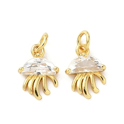 Jellyfish Латунные микро проложить кубического циркония прелести, с целью перехода в кольце, золотые, медуза, 13.5x9.5x3.5 мм, отверстие : 3.5 мм