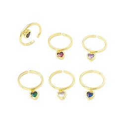 (52) Непрозрачная лаванда Кубический циркон подвеска в форме сердца висит открытое кольцо-манжета, настоящие позолоченные украшения из латуни для женщин, без свинца и без кадмия, разноцветные, размер США 18 5 (1/4 мм)