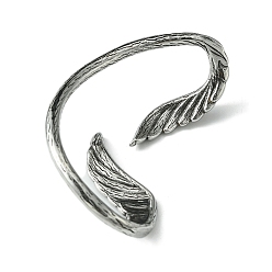 Antique Silver 316 Surgical Stainless Steel Cuff Earrings, Wing, Left, Antique Silver, 55x34mm
